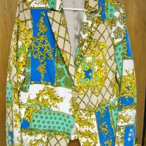 SUSAN GRAVER SZ. M LINED PATCHWORK BLAZER/JACKET